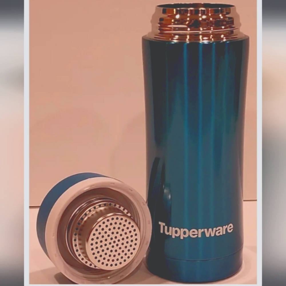 * Tupperware Insulated Thermal Flask/Travel Tumbler with Infusion Insert Peacock